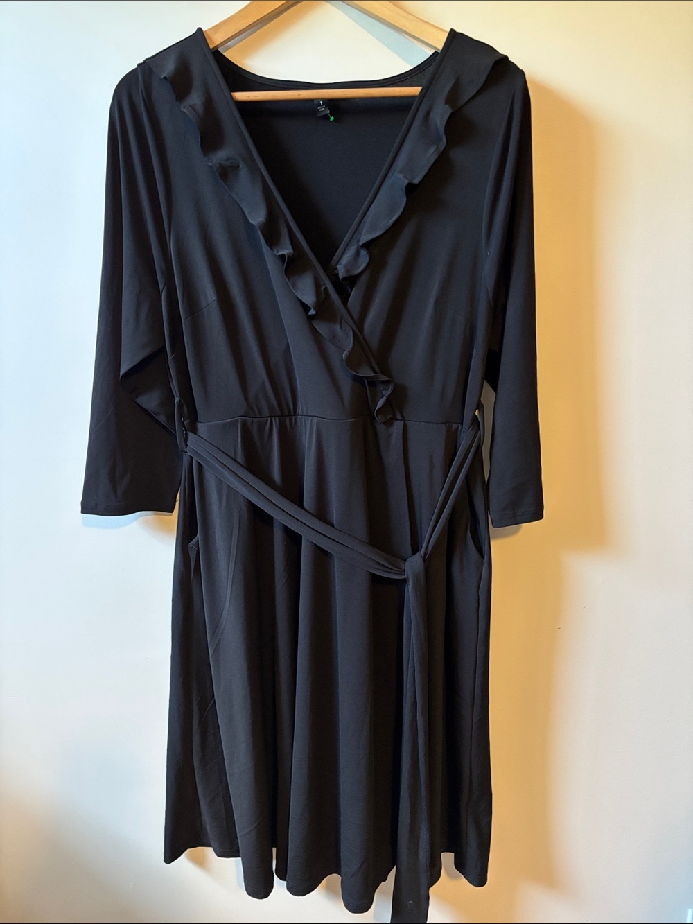 TORRID Black Long Sleeve Ruffle Faux- Wrap Jersey Dress